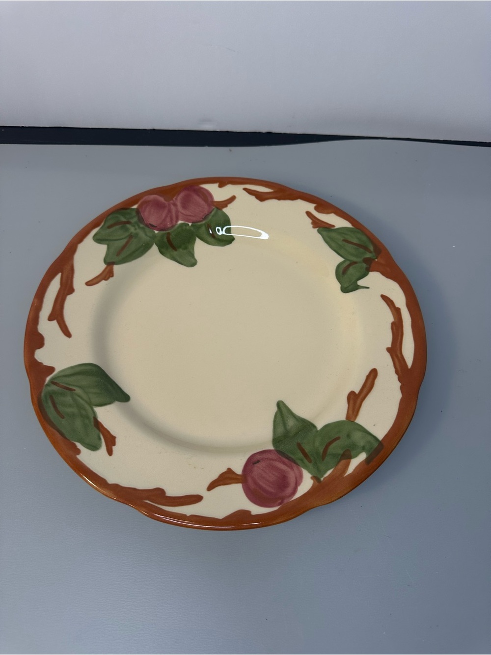 Franciscan Apple & Leaf Ceramic Plate in Cream, Green & Brown